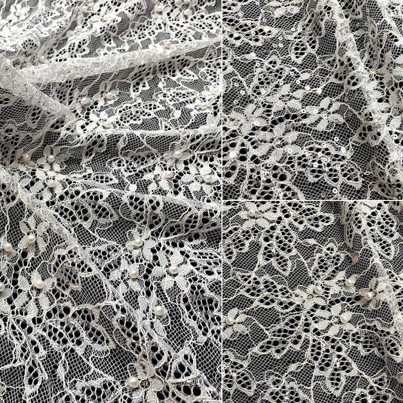 Lace Fabric Sequin Nylon Warp Knit for Women's Wear Wholesale Supplier 12